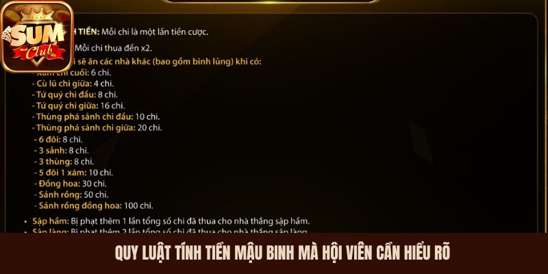 Quy luật tính tiền Mậu Binh mà hội viên cần hiểu rõ